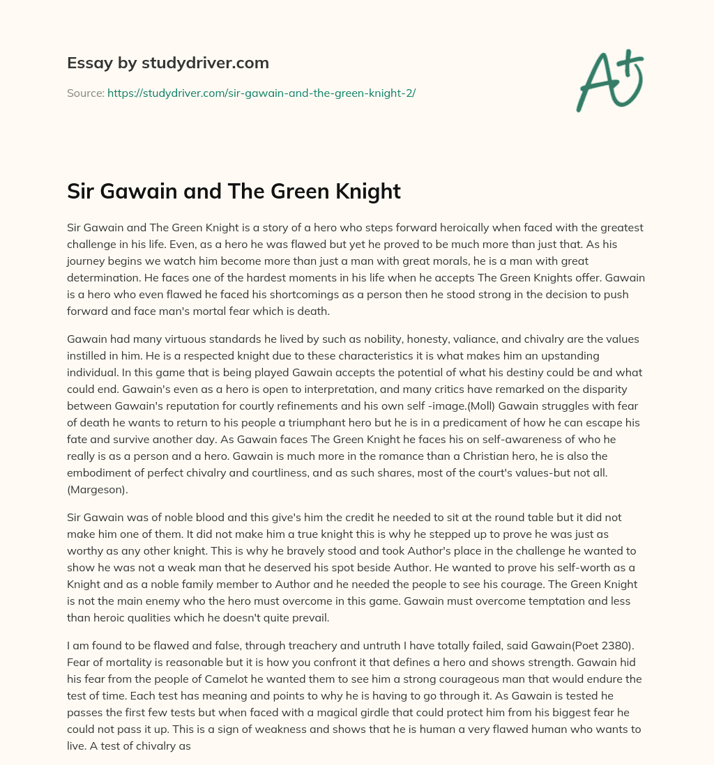 Sir Gawain and the Green Knight essay