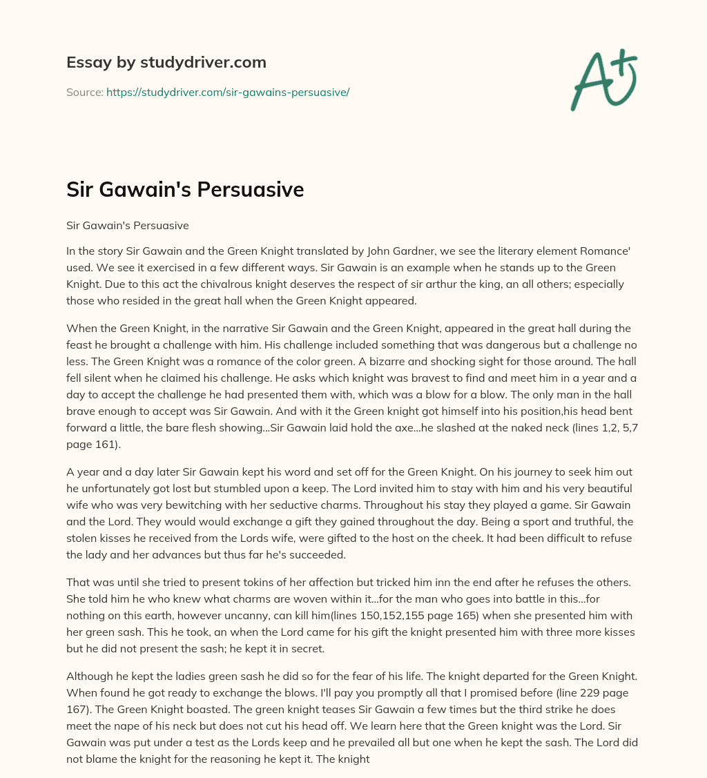 Sir Gawain’s Persuasive essay