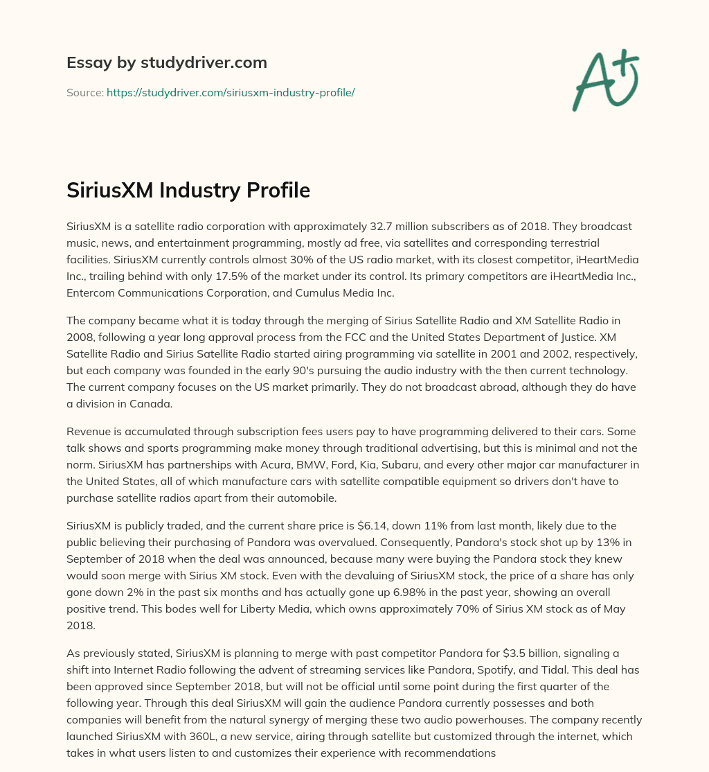 SiriusXM Industry Profile essay