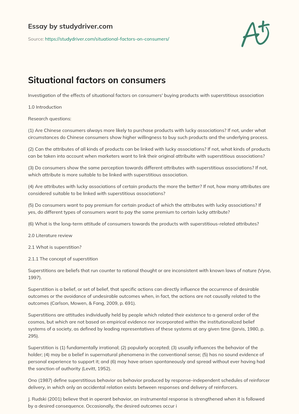 Situational Factors on Consumers essay