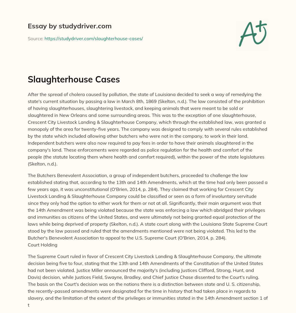 Slaughterhouse Cases essay