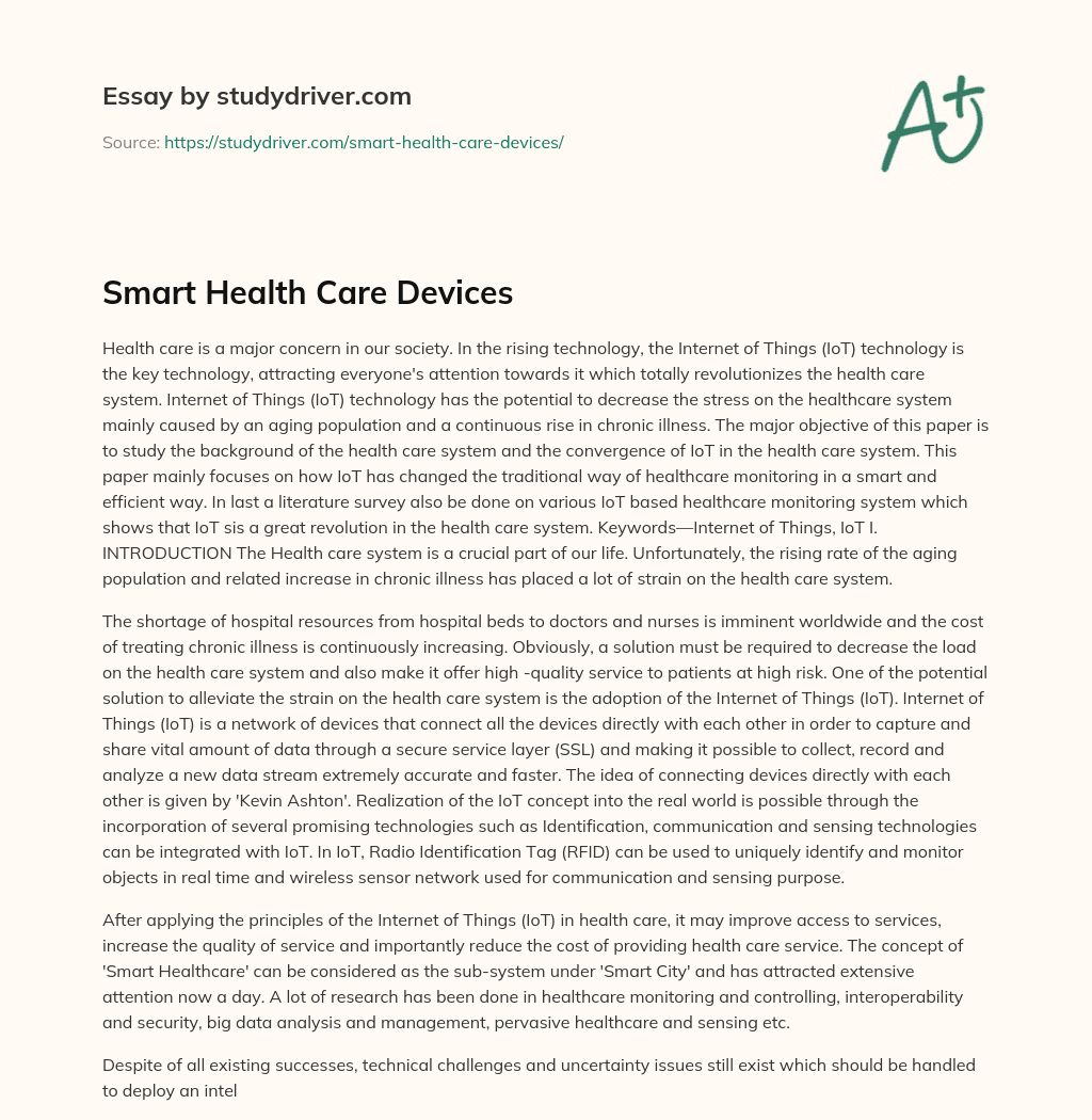 Smart Health Care Devices essay