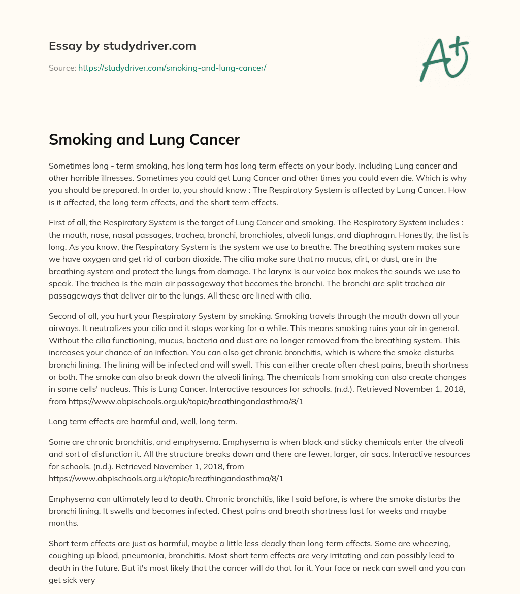 Smoking and Lung Cancer essay