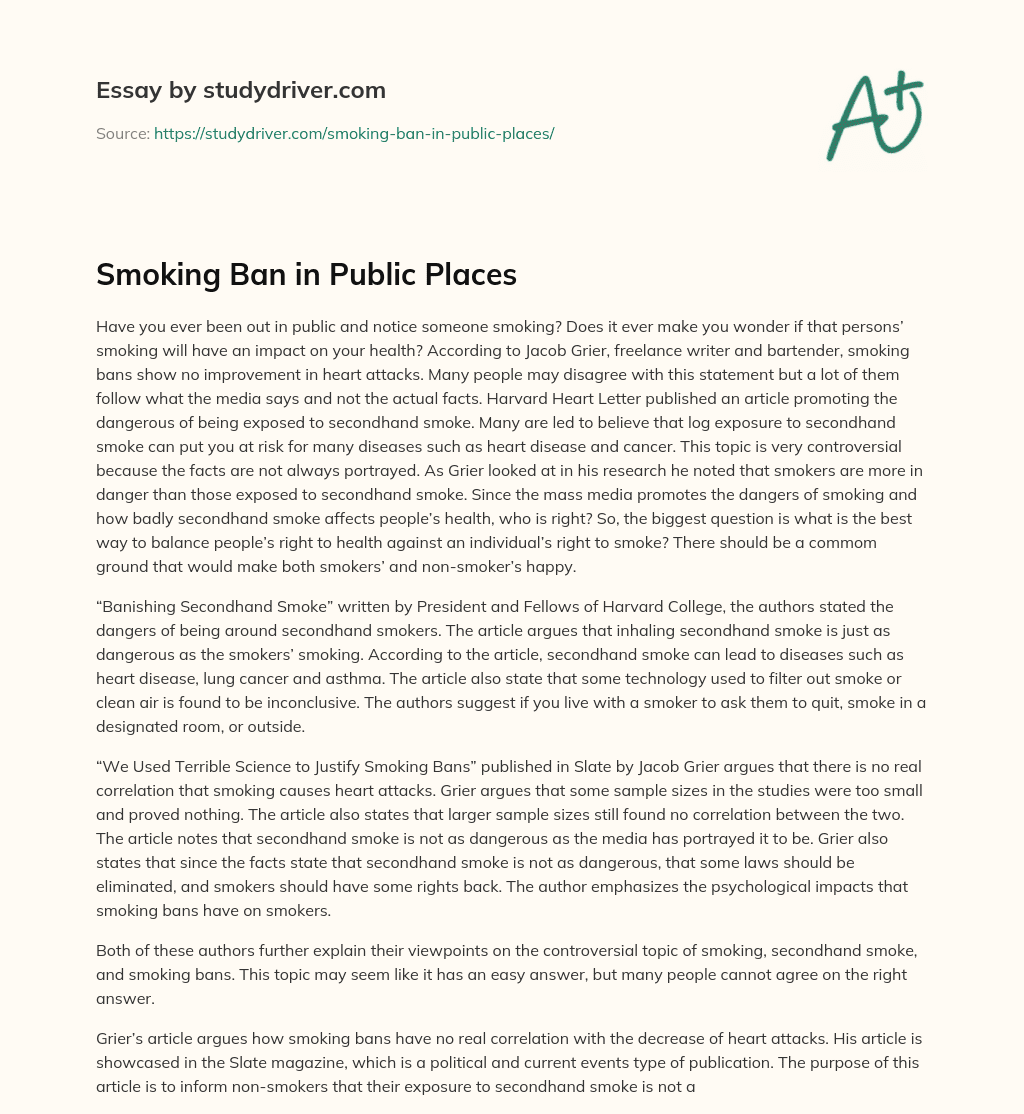Smoking Ban in Public Places essay