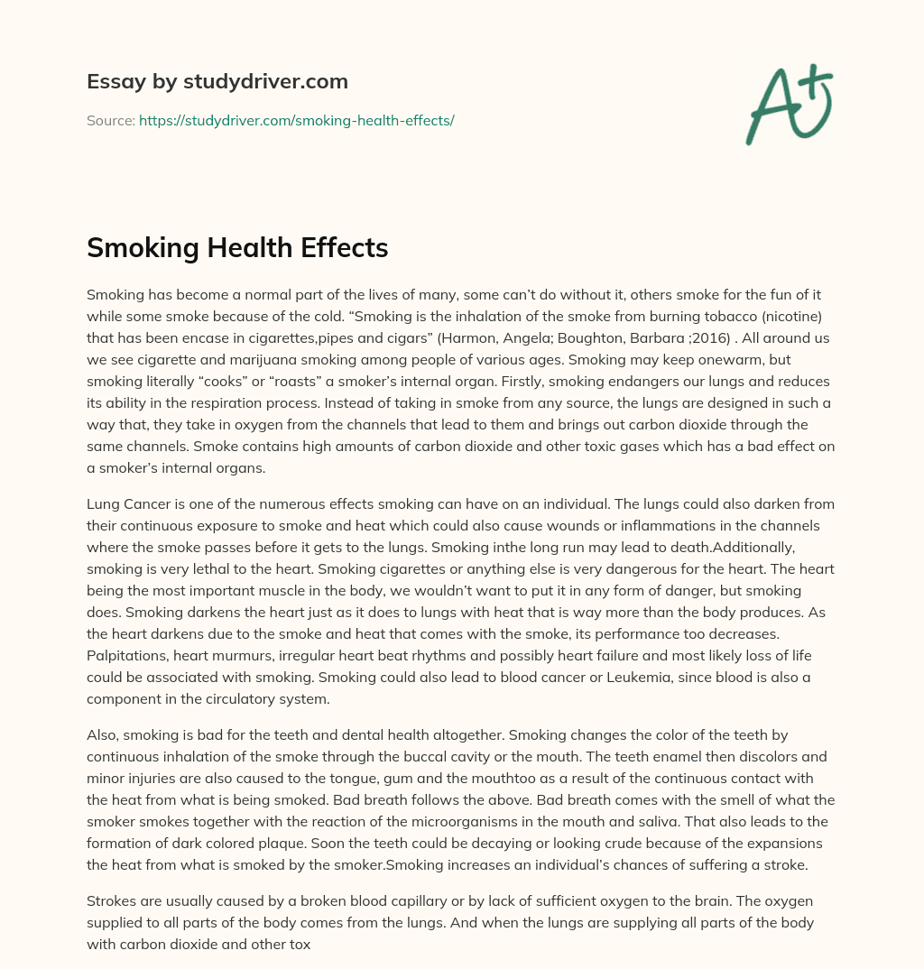 Smoking Health Effects essay
