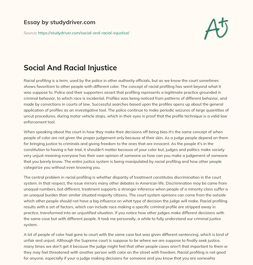Social and Racial Injustice essay