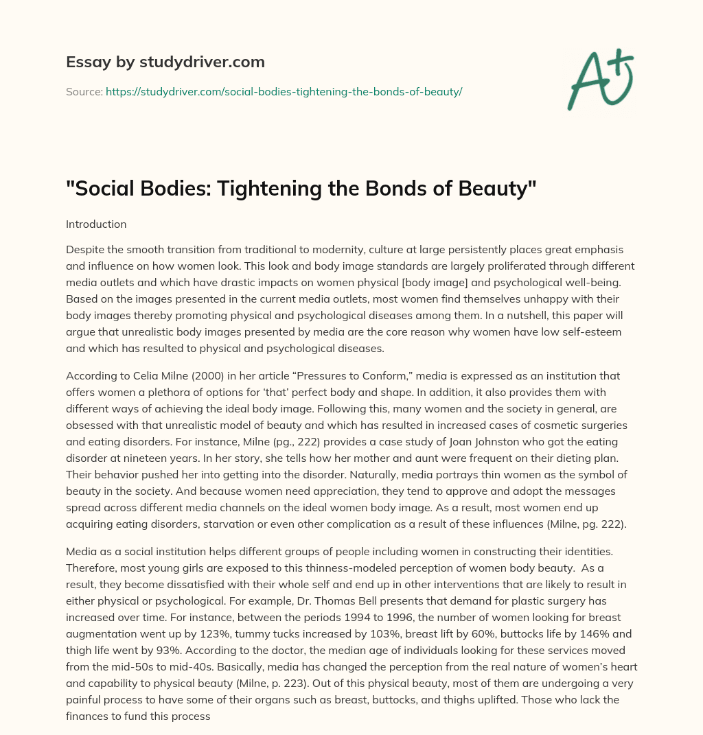 “Social Bodies: Tightening the Bonds of Beauty” essay