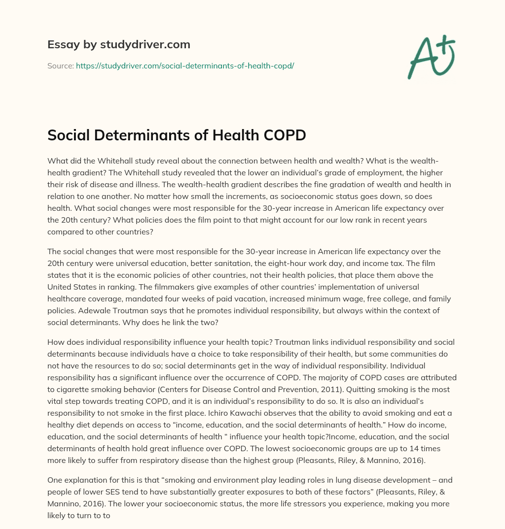 Social Determinants of Health COPD essay