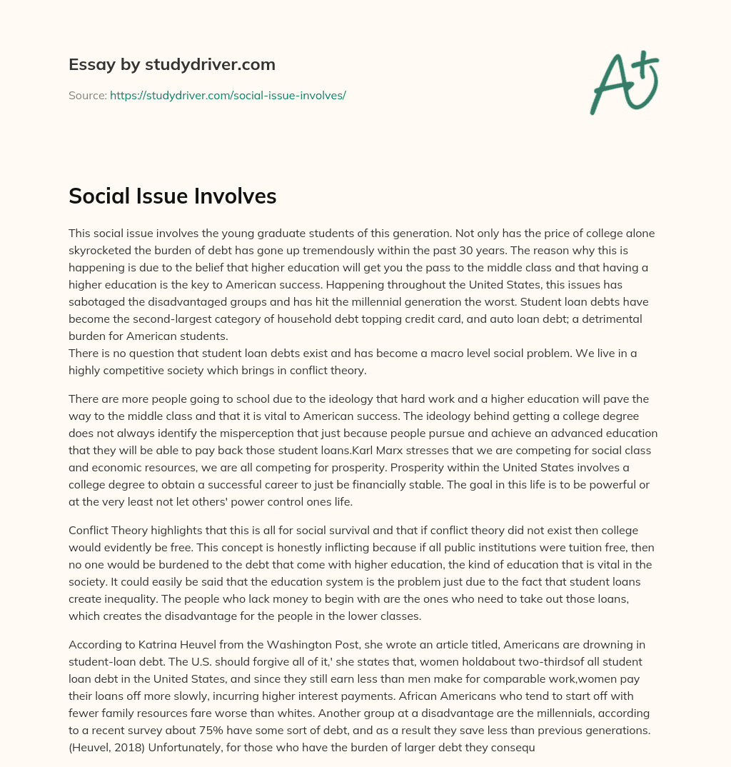 Social Issue Involves essay
