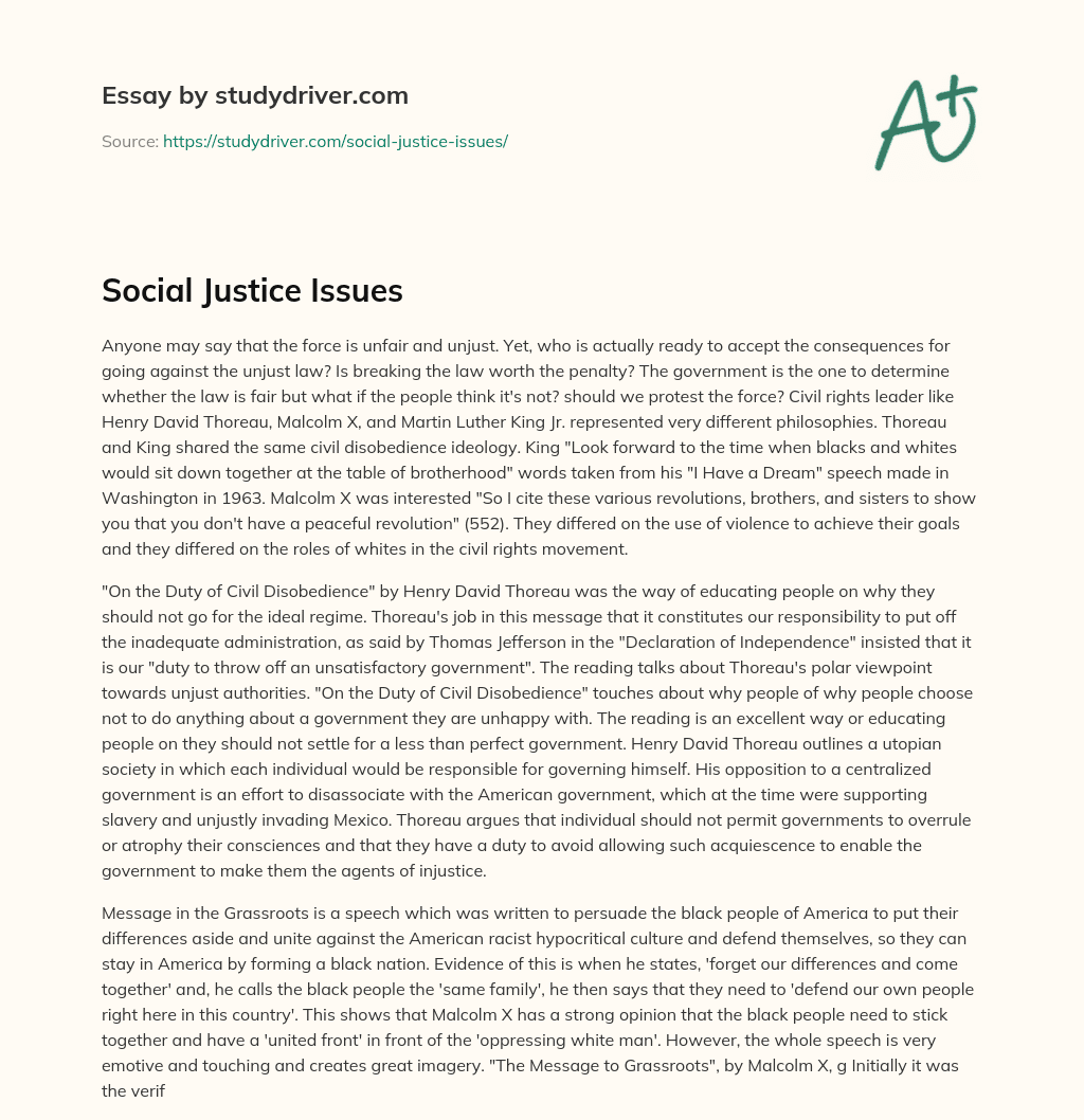 Social Justice Issues essay