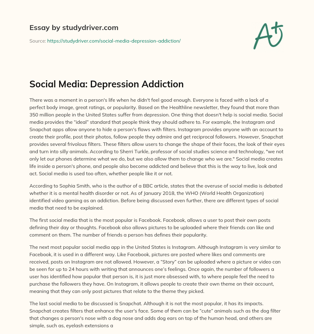 Social Media: Depression Addiction essay