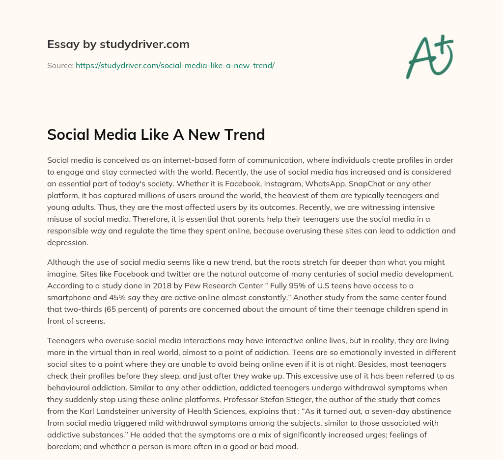 Social Media Like a New Trend essay