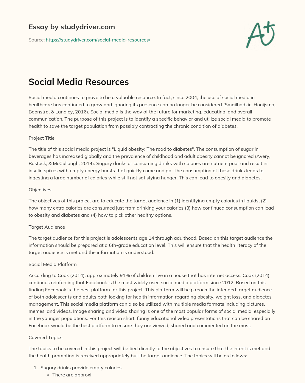 Social Media Resources essay
