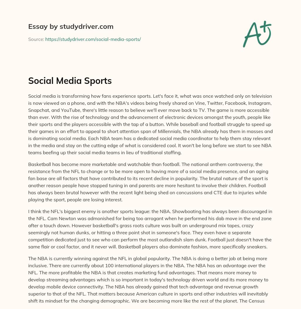 Social Media Sports essay