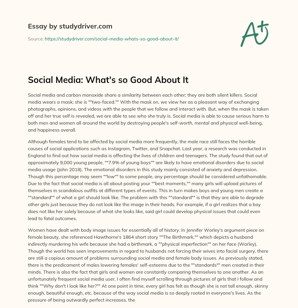 Social Media: what’s so Good about it essay