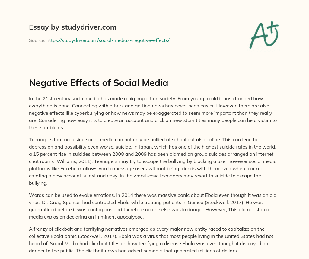 thesis for negative effects of social media