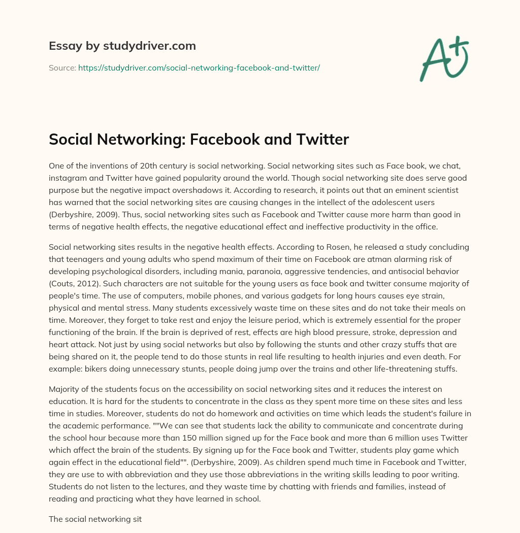 Social Networking: Facebook and Twitter essay