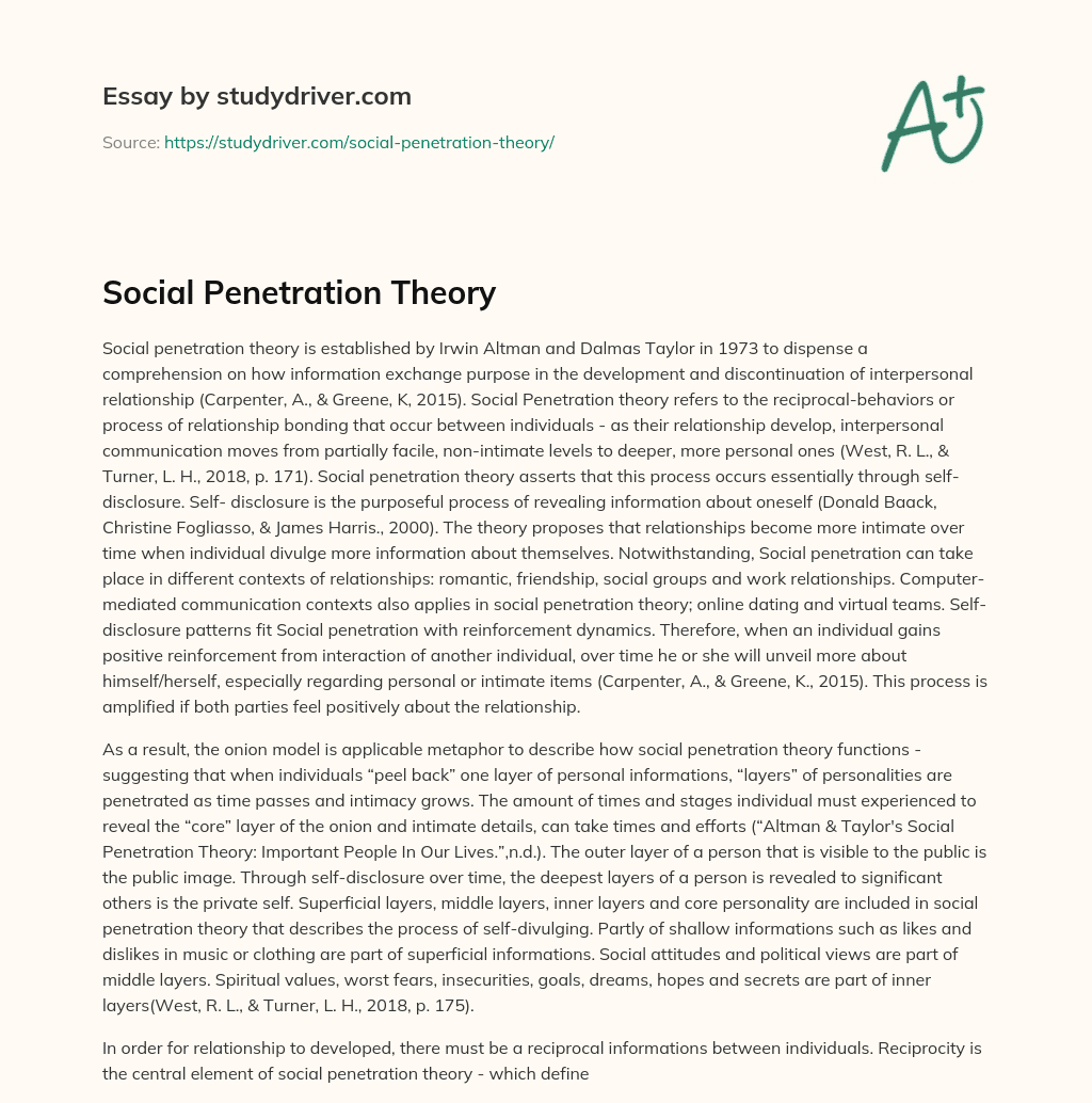 Social Penetration Theory essay