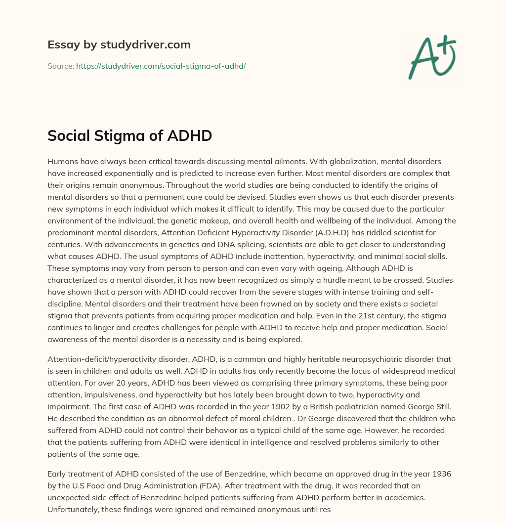 Social Stigma of ADHD essay