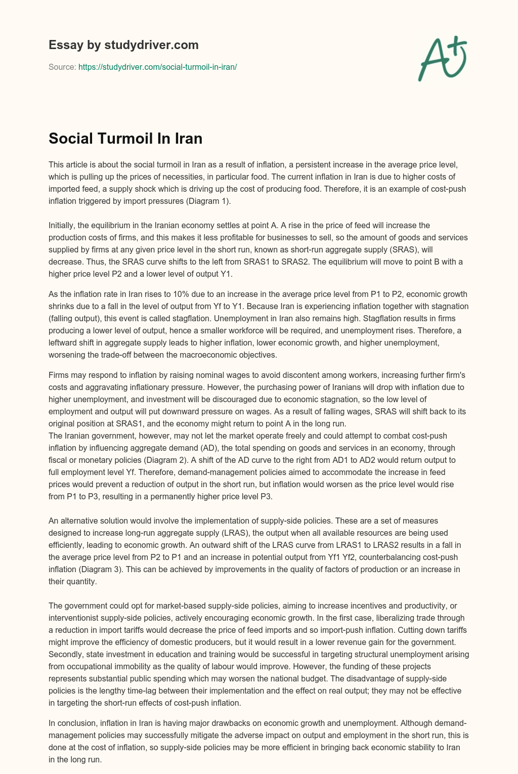 Social Turmoil in Iran essay