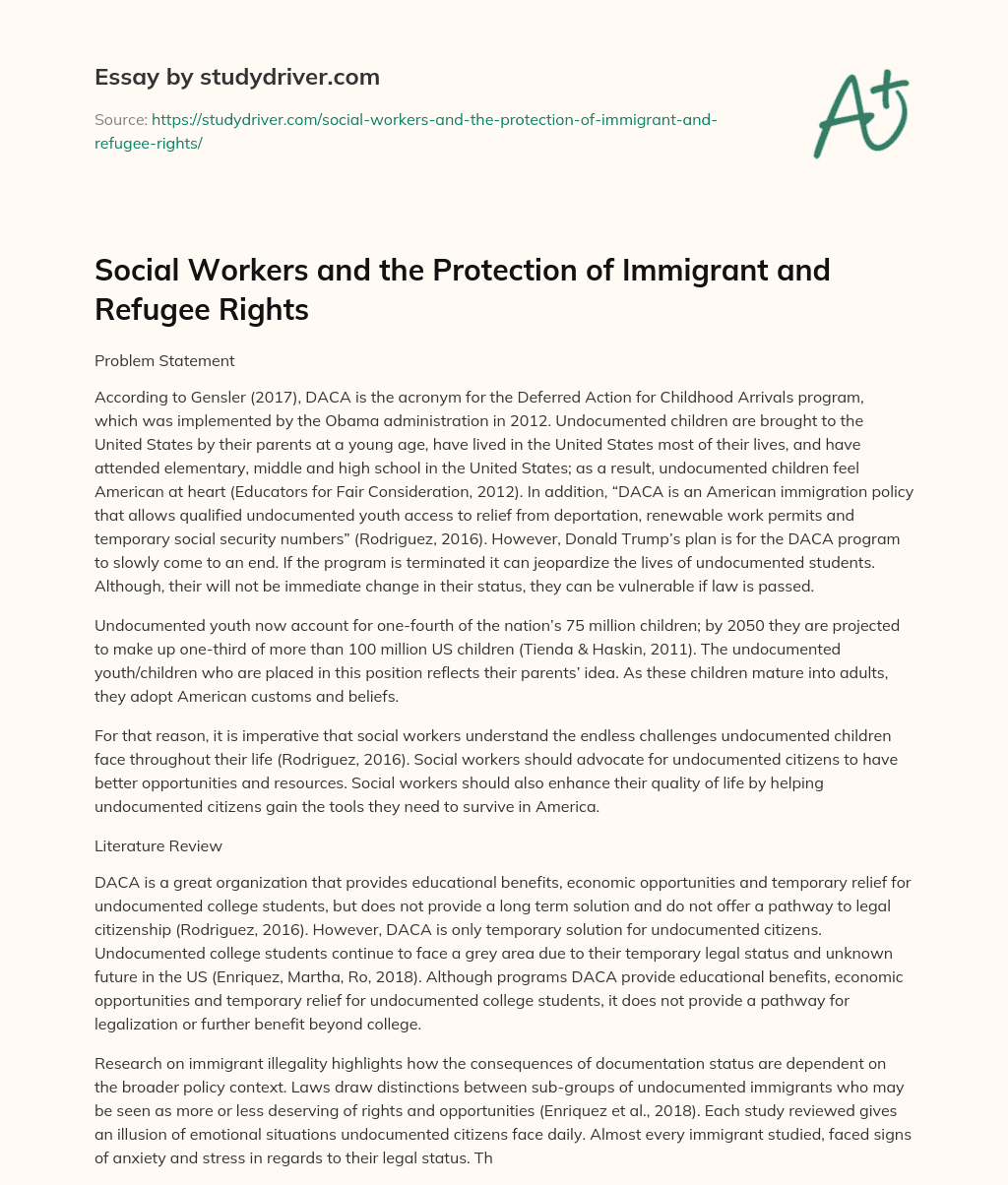 Social Workers and the Protection of Immigrant and Refugee Rights essay