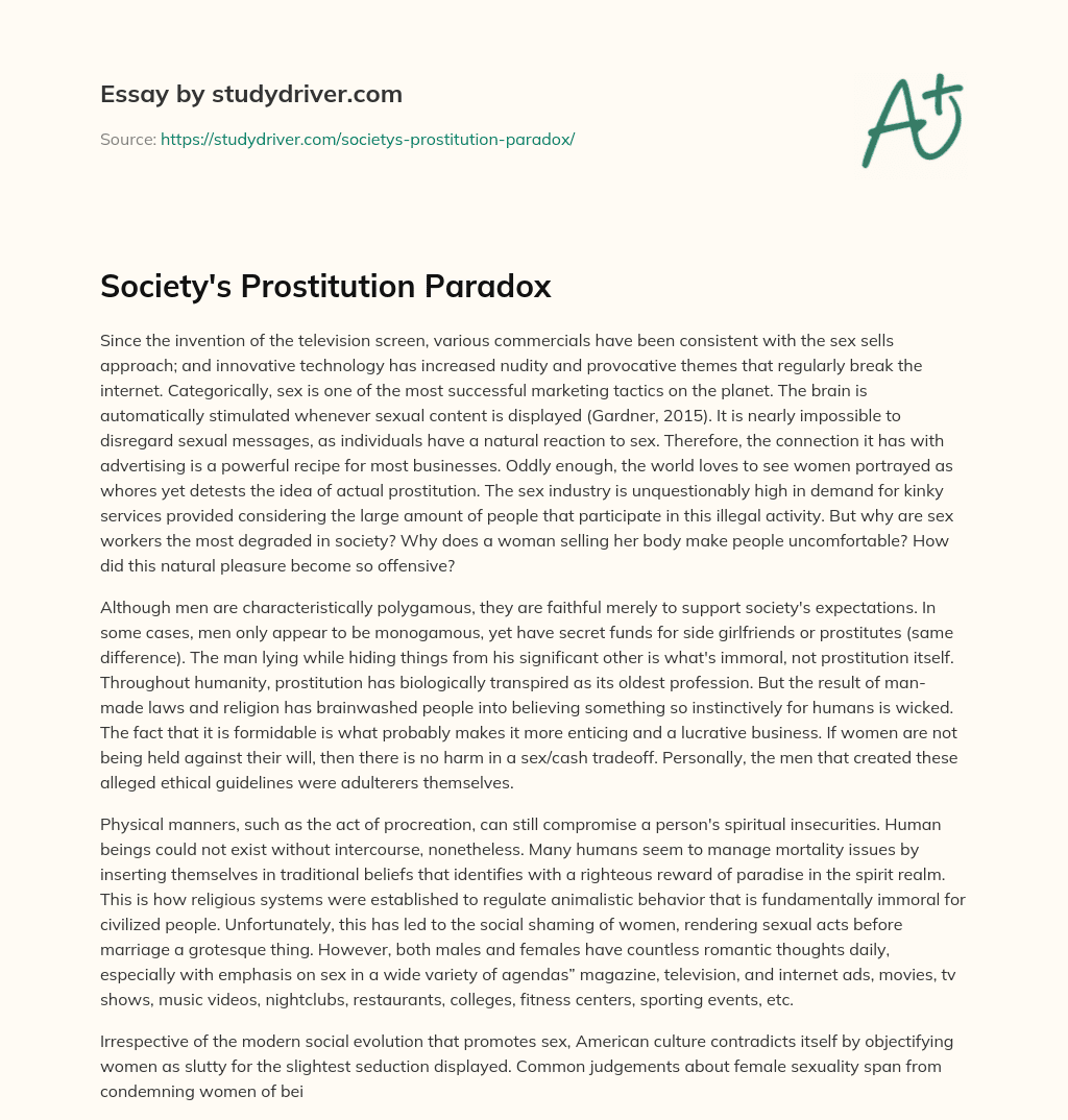 Society’s Prostitution Paradox essay