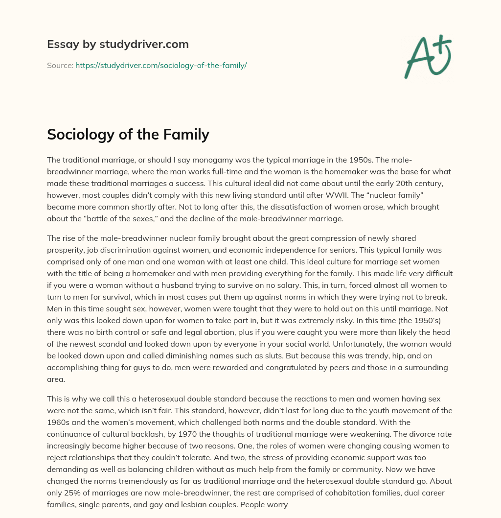 sociology of the family essay