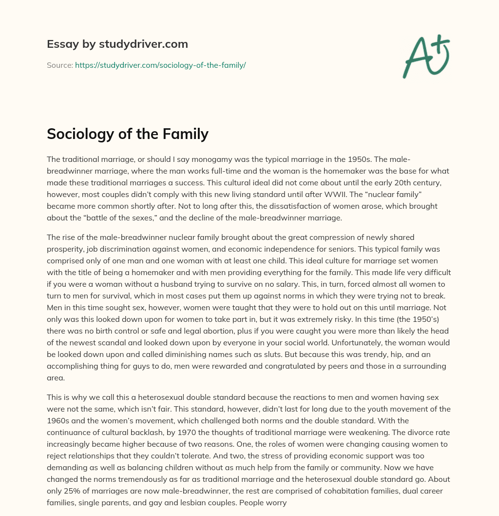 Sociology of the Family essay