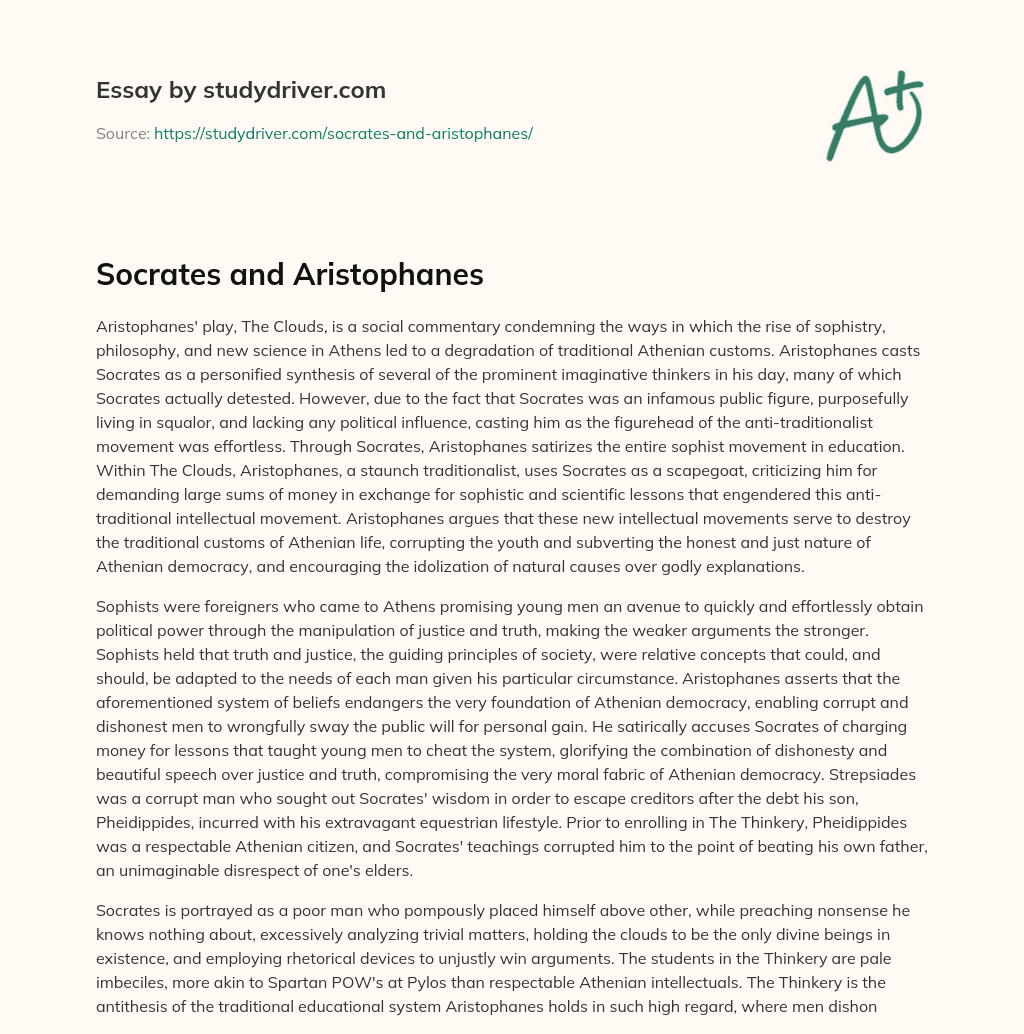 Socrates and Aristophanes essay