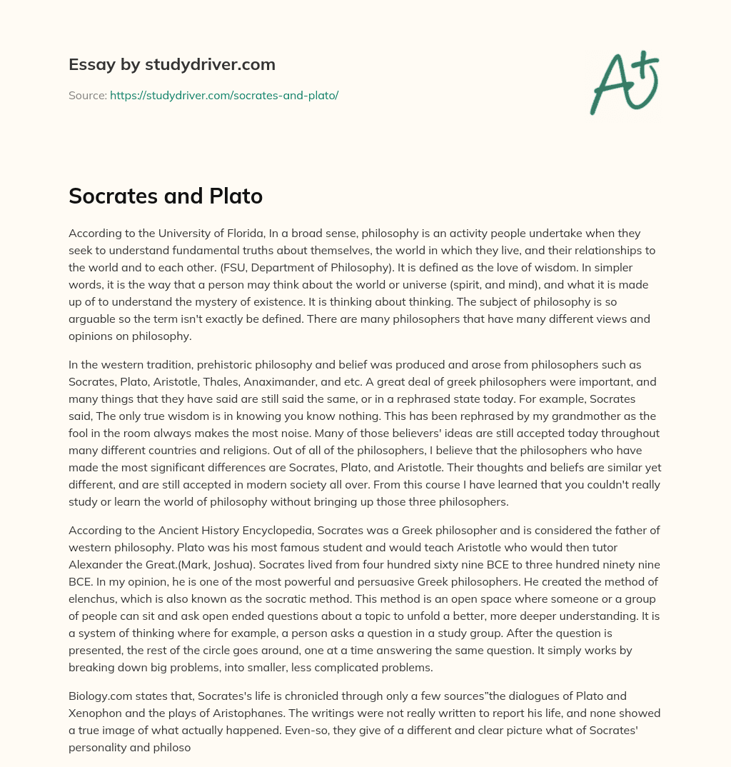 Socrates and Plato essay