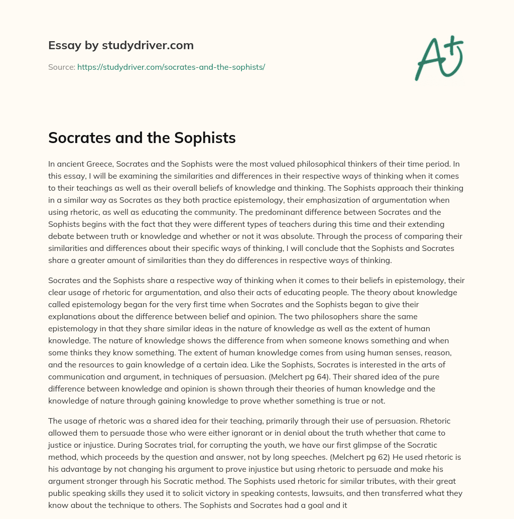 Socrates and the Sophists essay