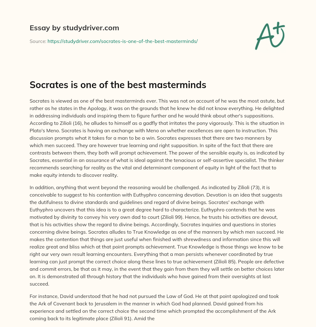 Socrates is One of the Best Masterminds essay