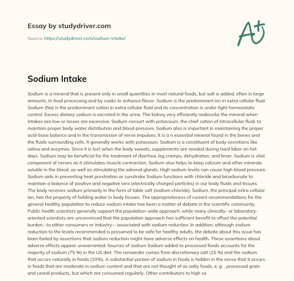Sodium Intake essay