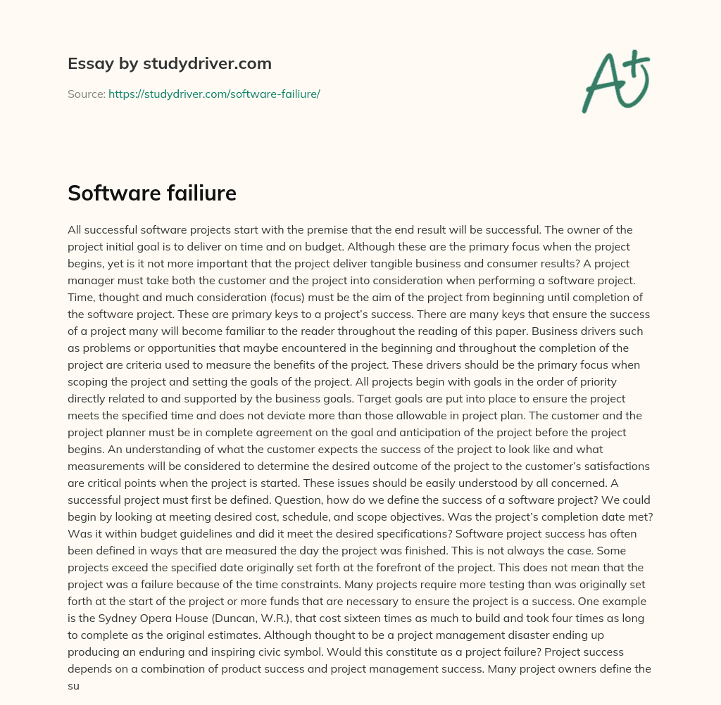 Software Failiure essay