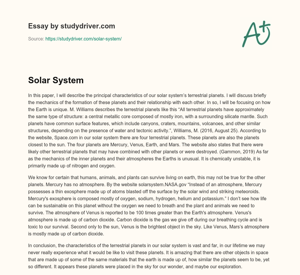 Solar System essay