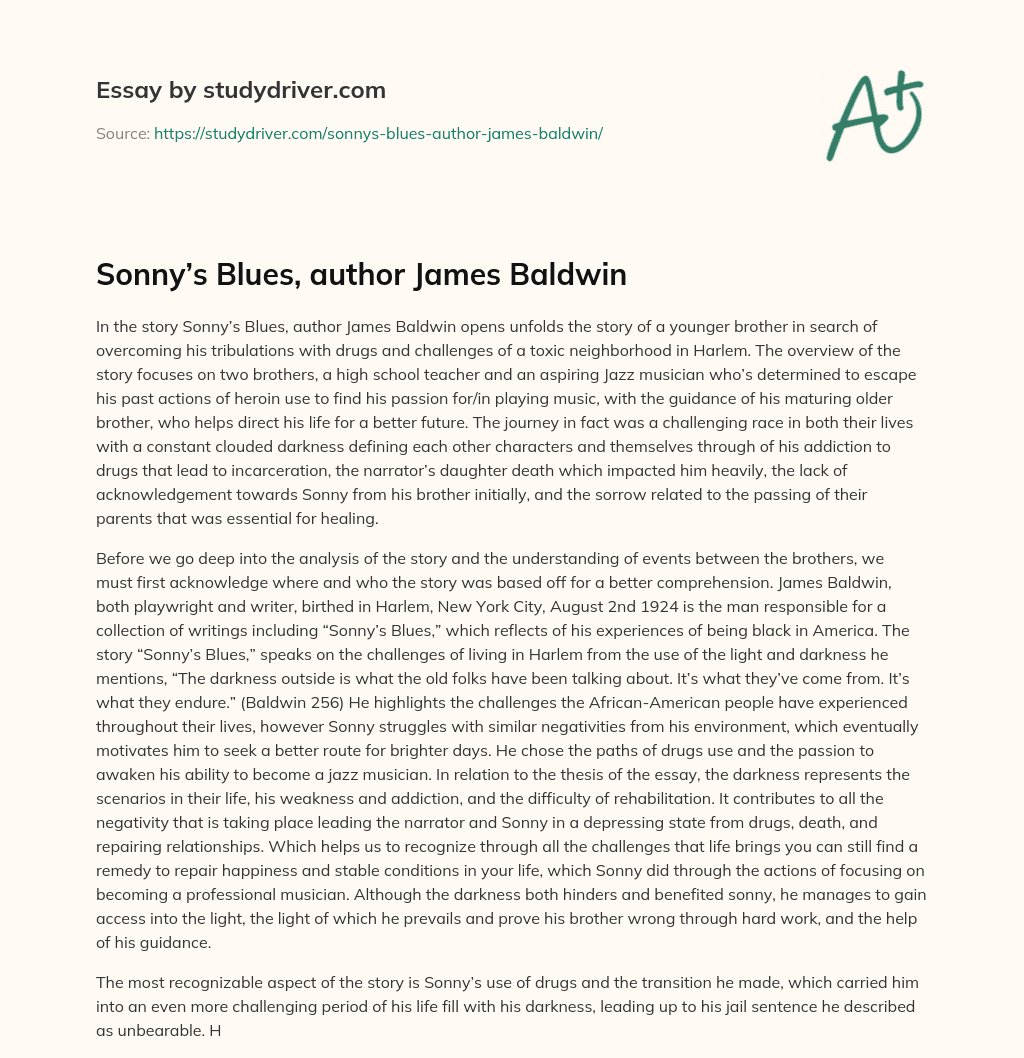 Sonny’s Blues, Author James Baldwin essay