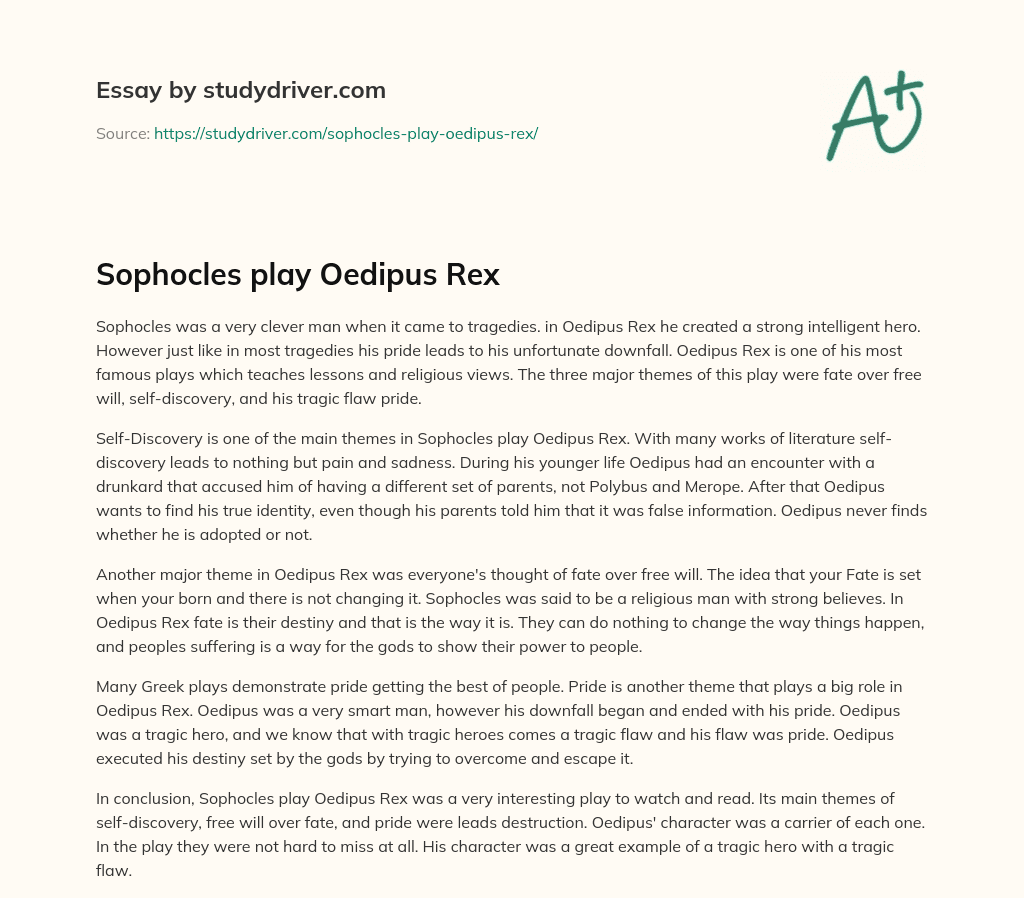 Sophocles Play Oedipus Rex essay