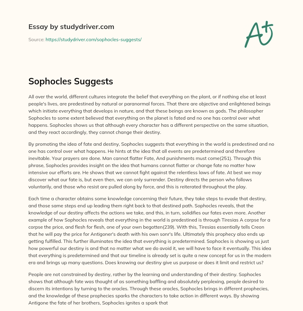 Sophocles Suggests essay