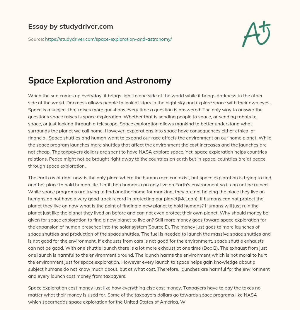 Space Exploration and Astronomy essay