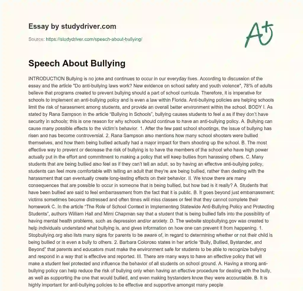 bullying essay 1000 words