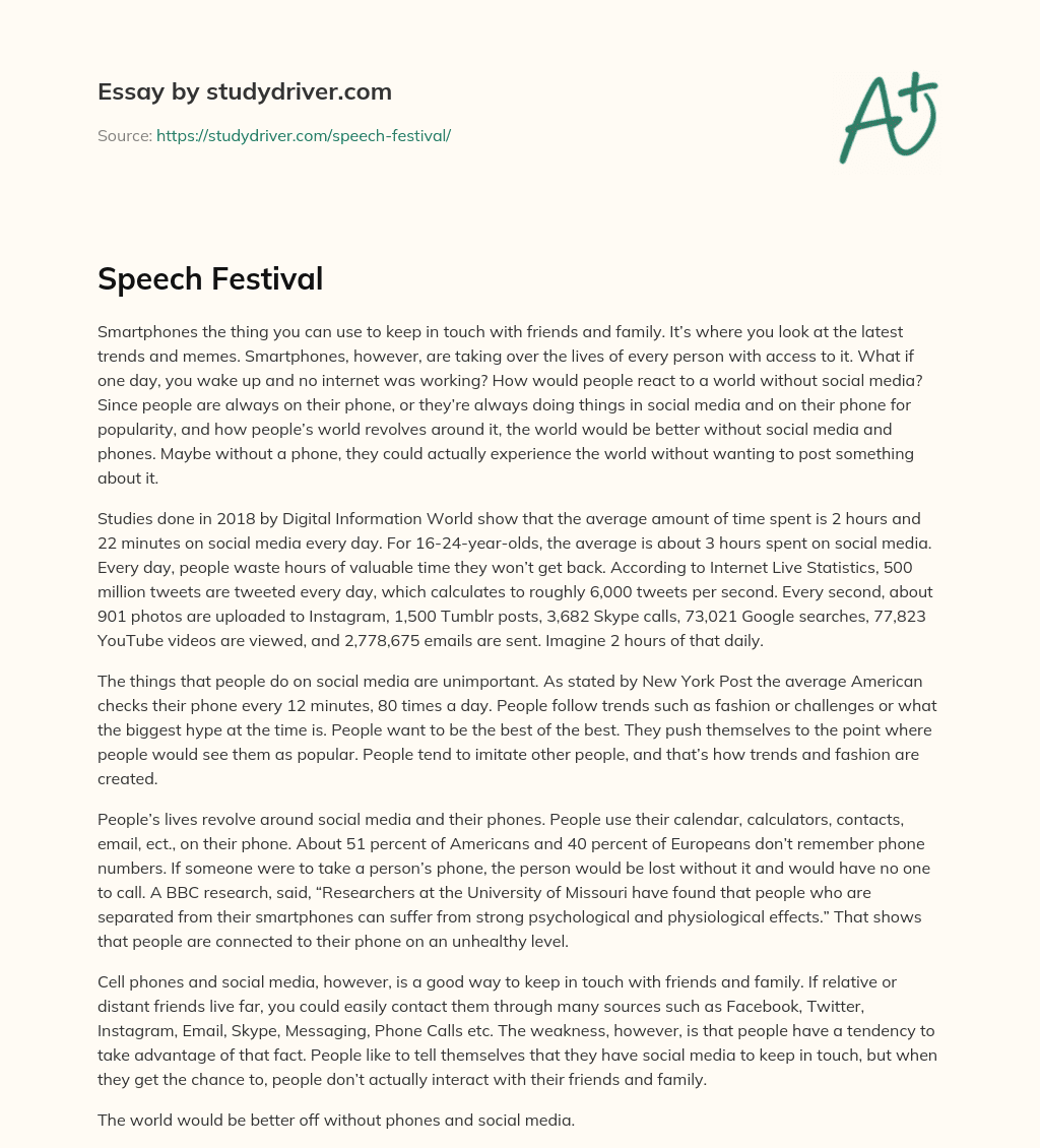 Speech Festival essay