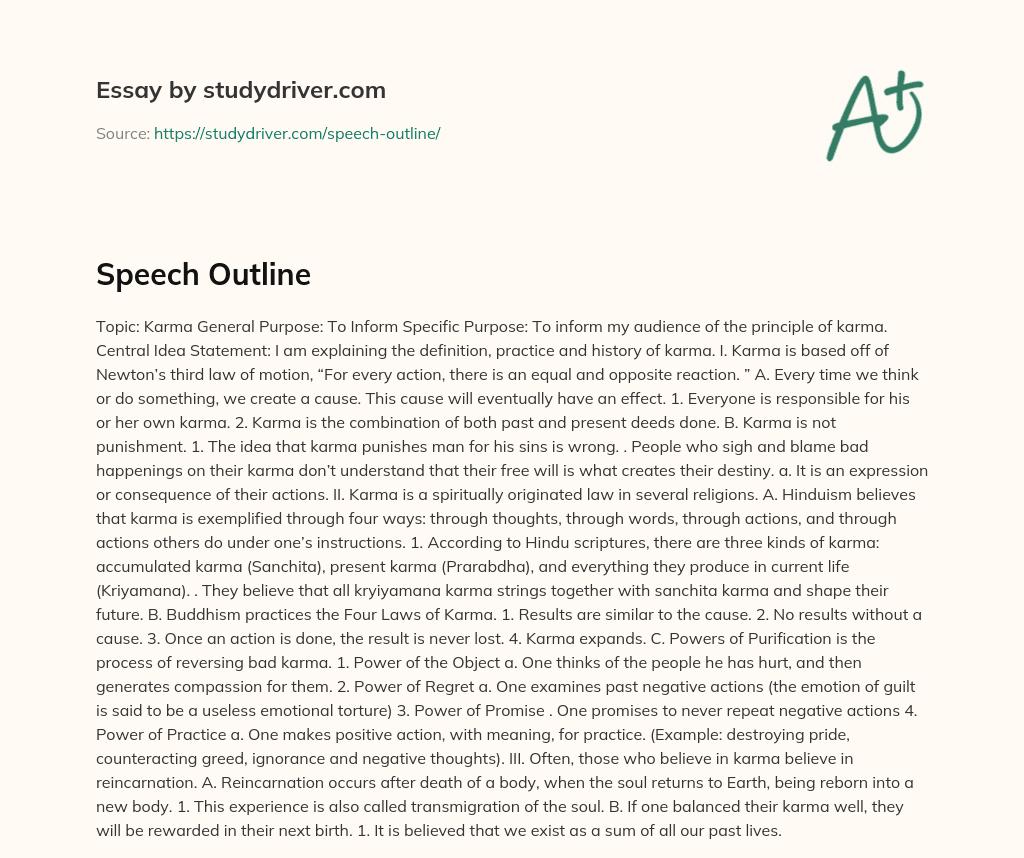 Speech Outline essay