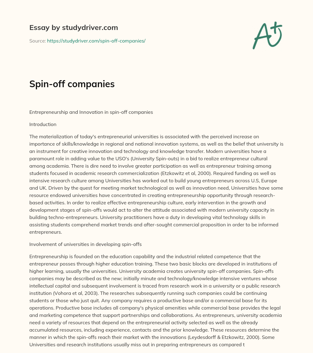 Spin-off Companies essay