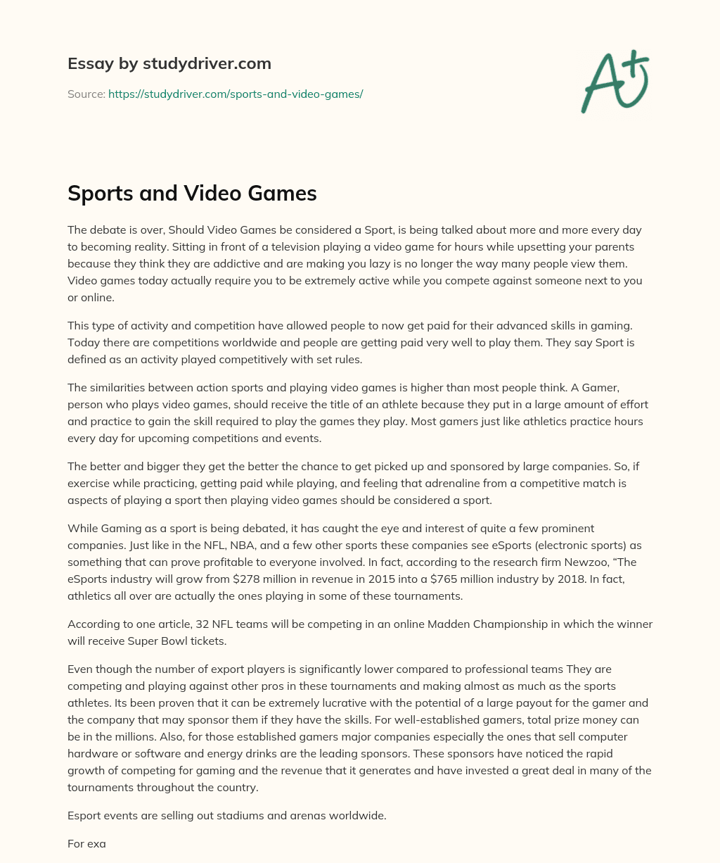 Sports and Video Games essay