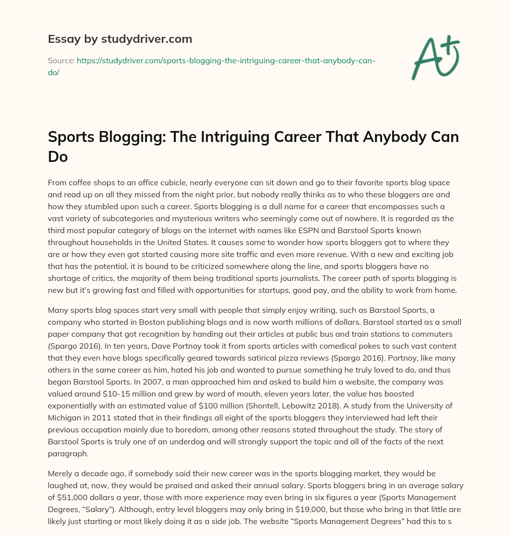 Sports Blogging: the Intriguing Career that Anybody Can do essay