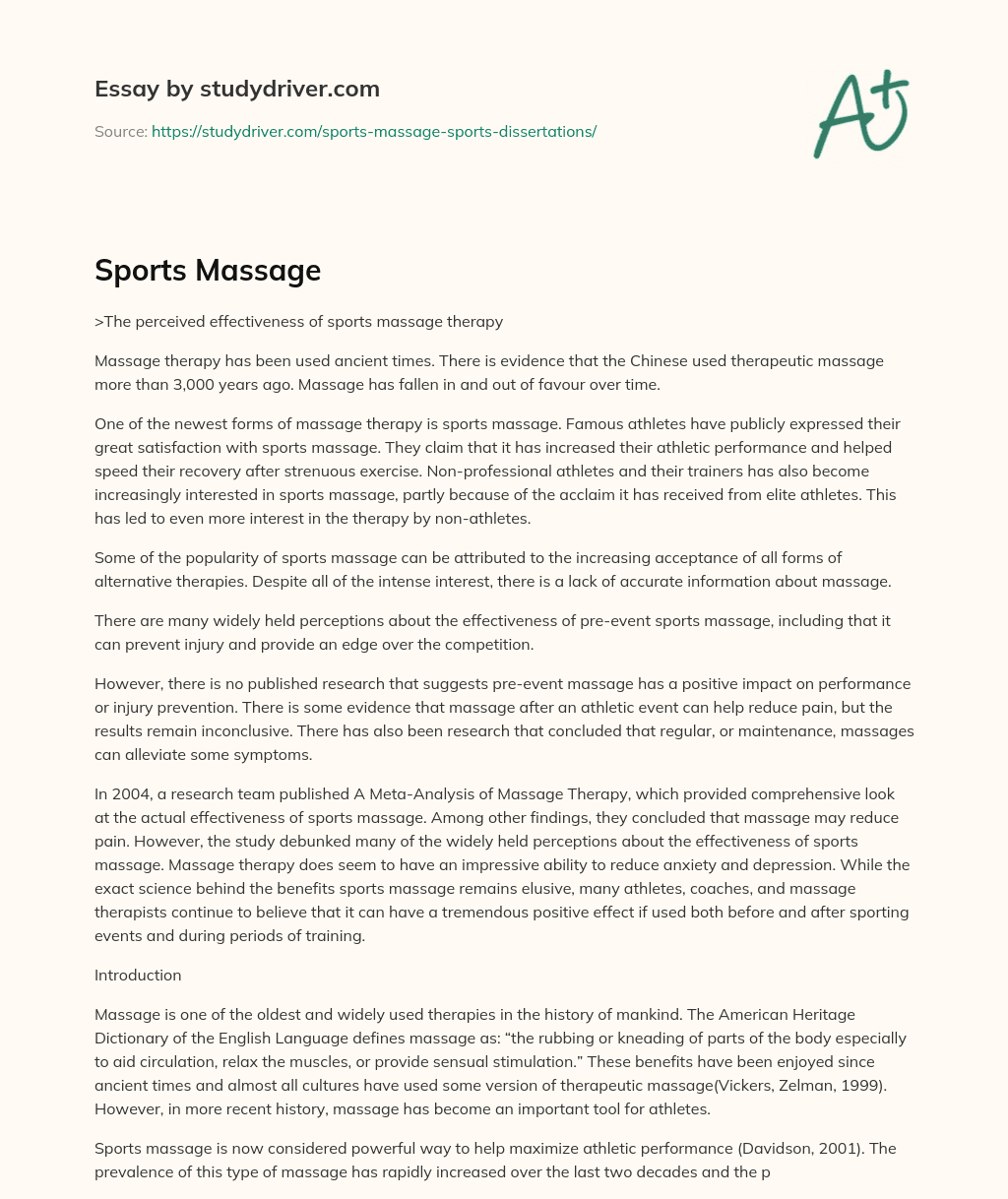 Sports Massage essay