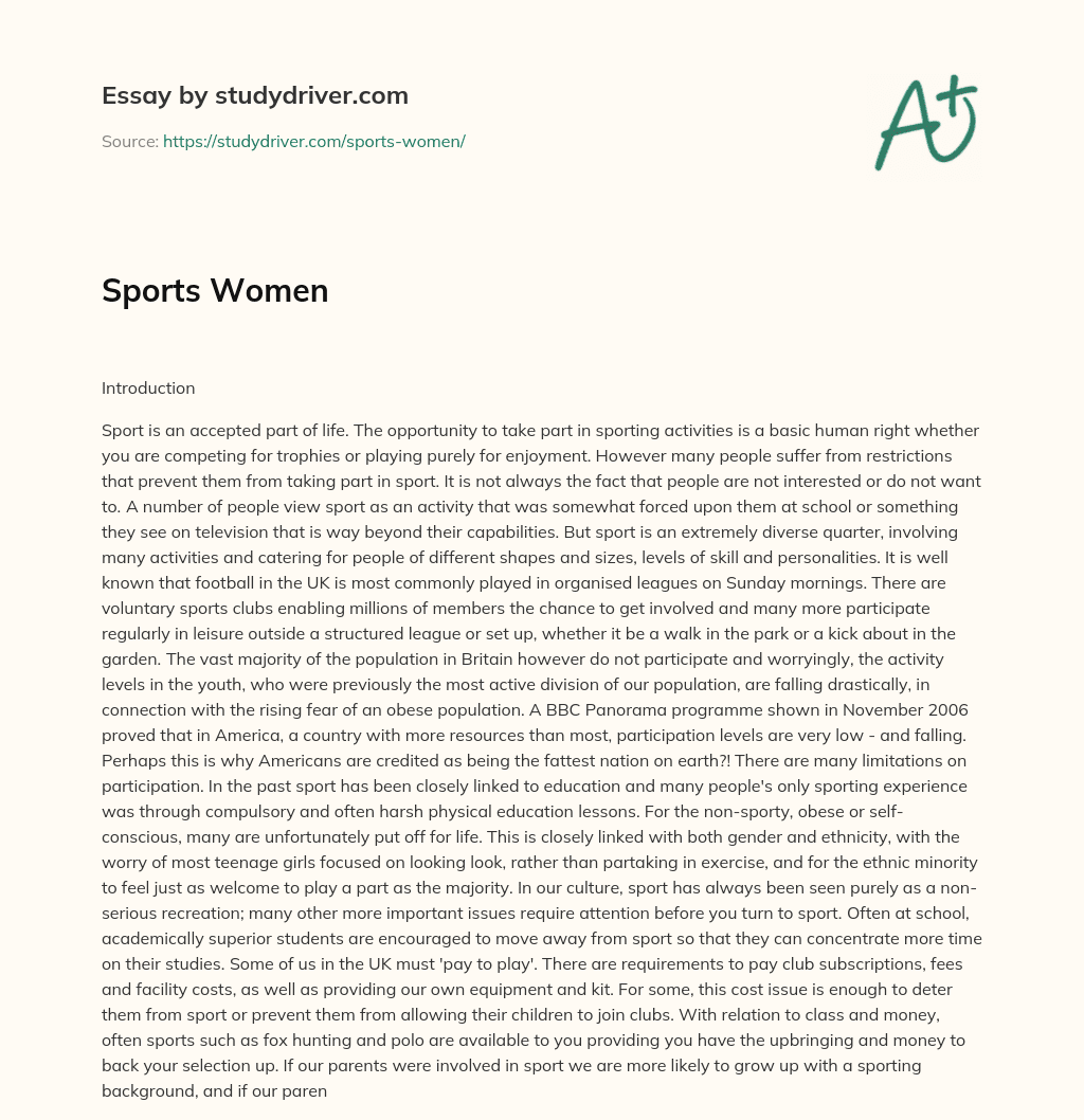 Sports Women essay