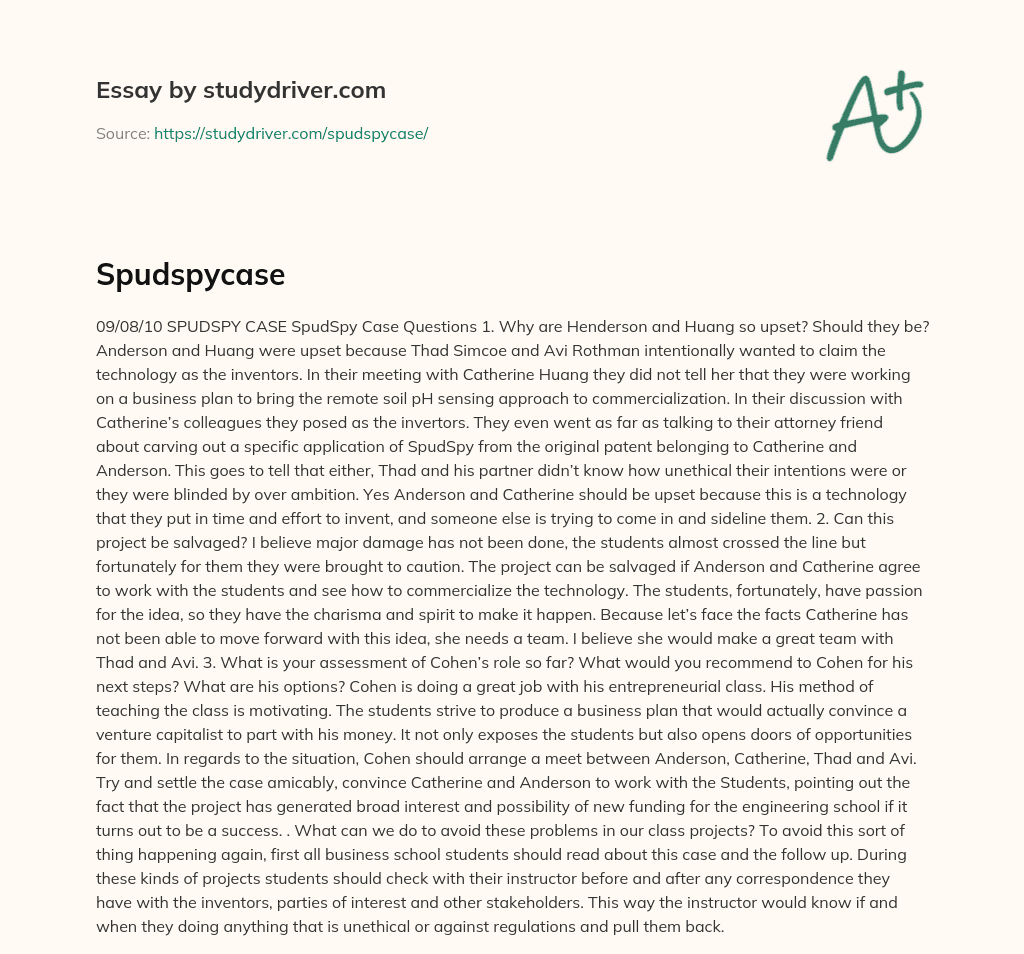 Spudspycase essay