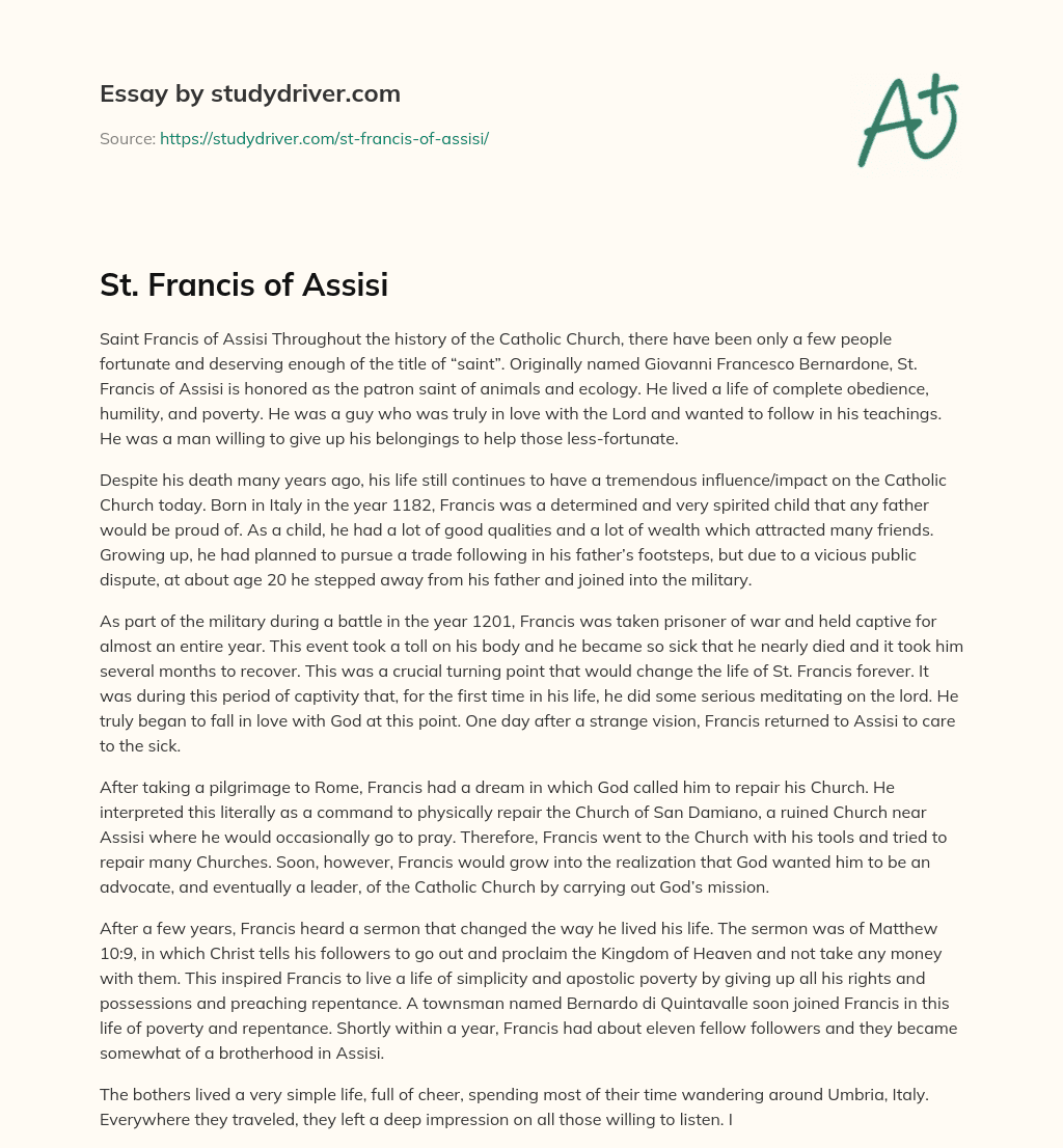 St. Francis of Assisi essay
