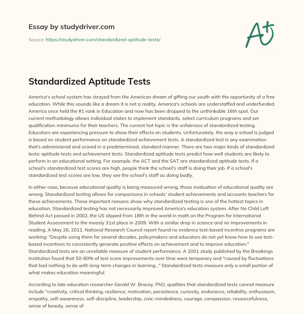 Standardized Aptitude Tests essay